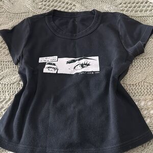 brandy melville meet me in new york black baby tee